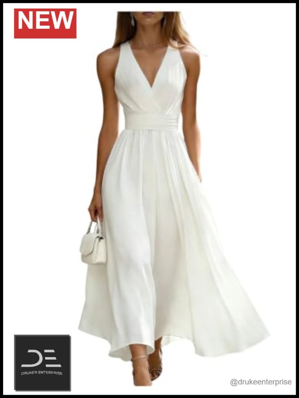 SHENHE Women Maxi Dress Cinch Waist Wrap V-Neck Sleeveless Wedding Guest Formal